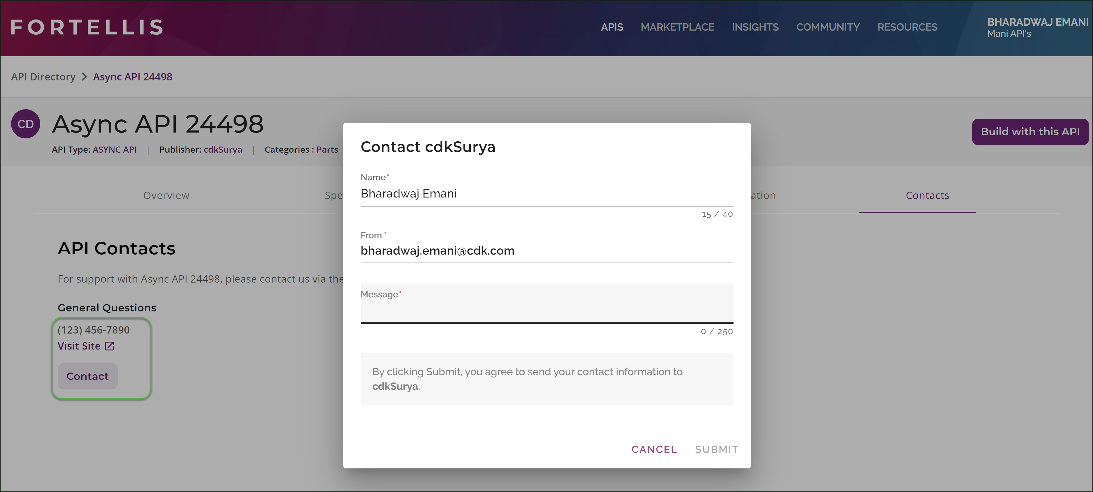 Sending Messages to the API Publisher